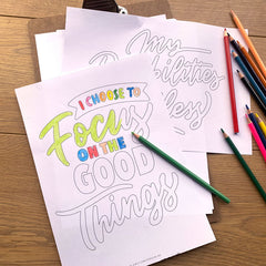 Positive affirmation colouring pages