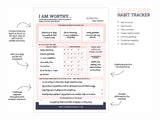 Self-care Habit Tracker - I Am Worthy Notepad